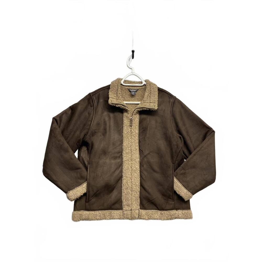 Vintage Y2K Woolrich Women's Brown Faux Suede/Shearling Fleece Jacket Size M